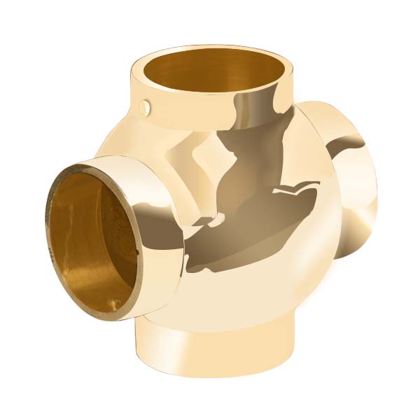 38mm Diameter Brass Cross Fitting Durable Brass Ball Connector