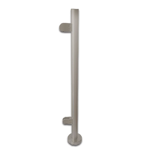 Stainless Steel Welded Base End Post 42.4mm x 2.5mm 316S 980mm 680mm - Brushed Polished